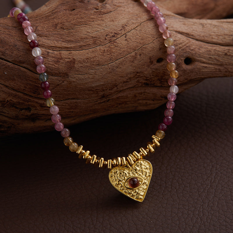 Heart-Shaped Tourmaline Necklace - Unique Gemstone Jewelry