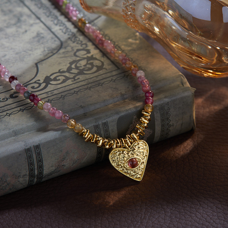 Heart-Shaped Tourmaline Necklace - Unique Gemstone Jewelry
