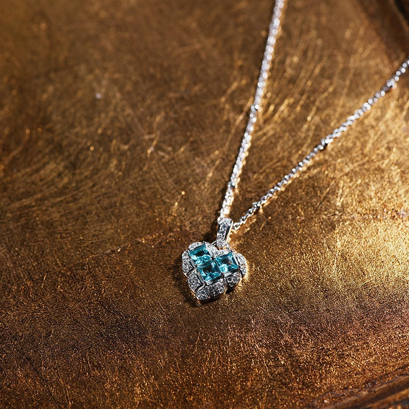 Exquisite Blue Paraiba Heart Pendant – Elegant Gemstone Necklace