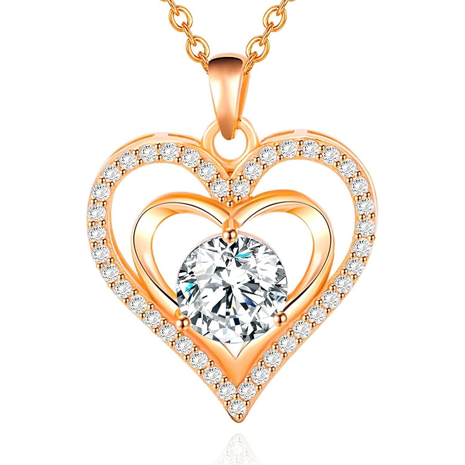 Timeless Heart-Shaped Diamond Accent Necklace – Elegant Gift