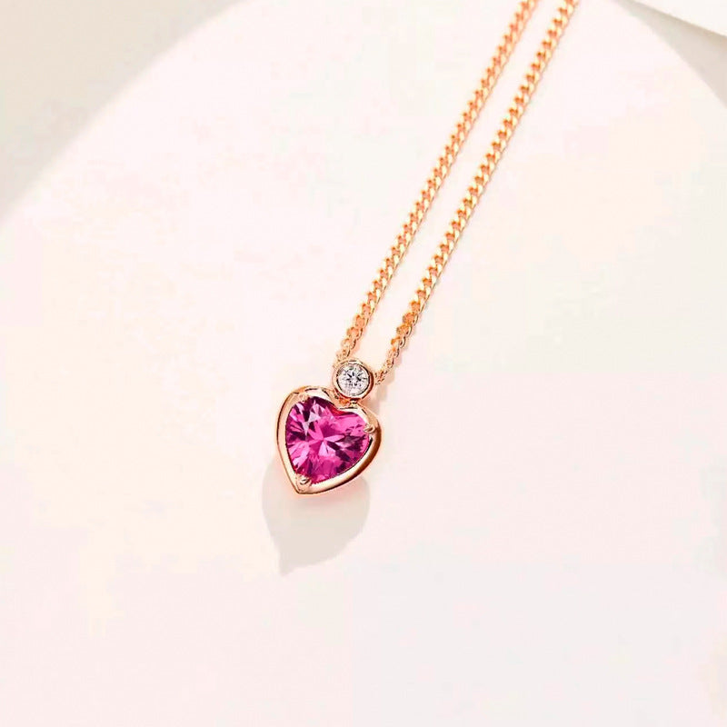 Red Corundum Heart Necklace - Exquisite Elegance for Every Occasion