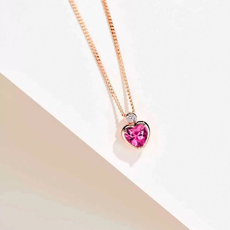 Red Corundum Heart Necklace - Exquisite Elegance for Every Occasion