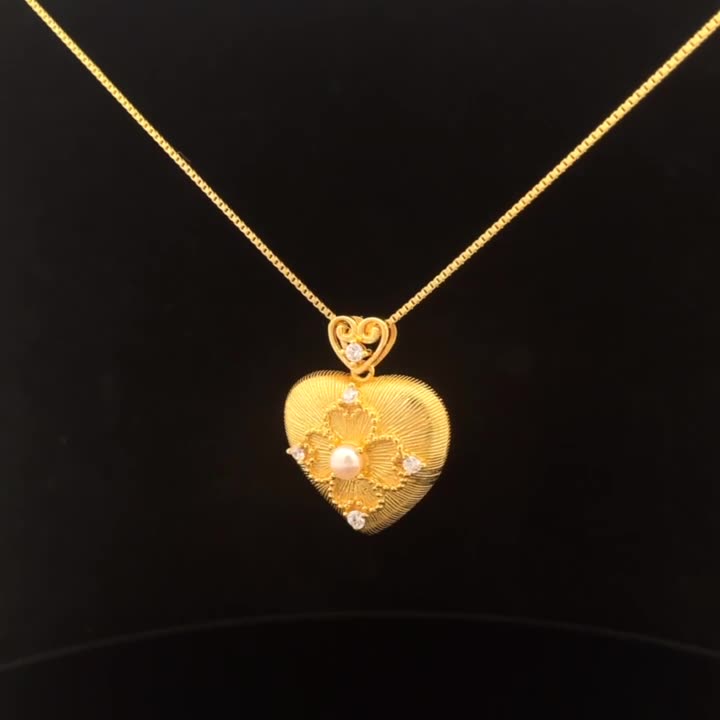 Elegant 925 Sterling Silver Necklace with Gold Heart Charm