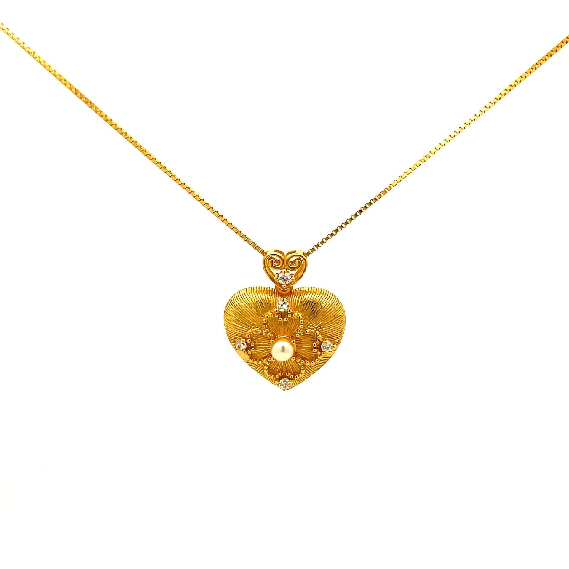 Elegant 925 Sterling Silver Necklace with Gold Heart Charm