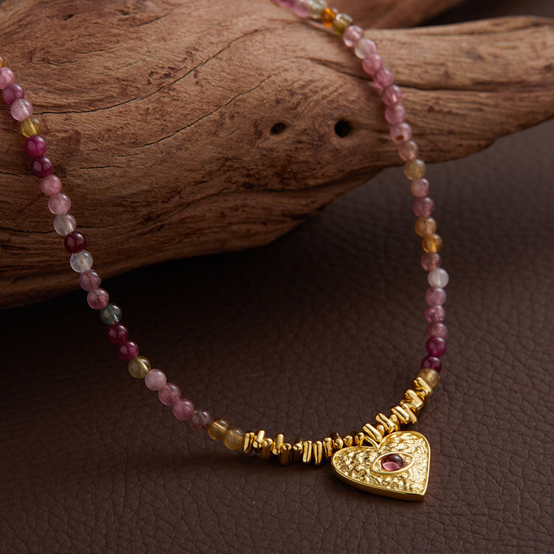 Heart-Shaped Tourmaline Necklace - Unique Gemstone Jewelry