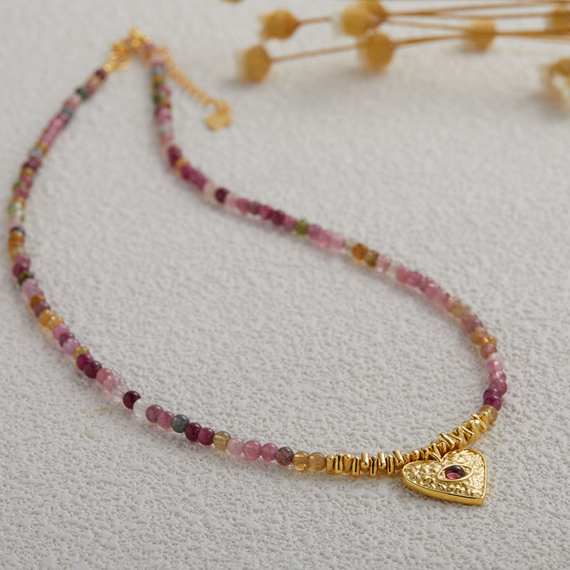 Heart-Shaped Tourmaline Necklace - Unique Gemstone Jewelry