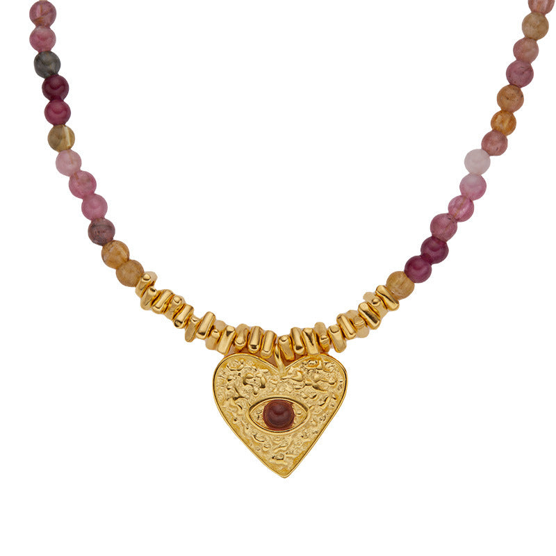 Heart-Shaped Tourmaline Necklace - Unique Gemstone Jewelry