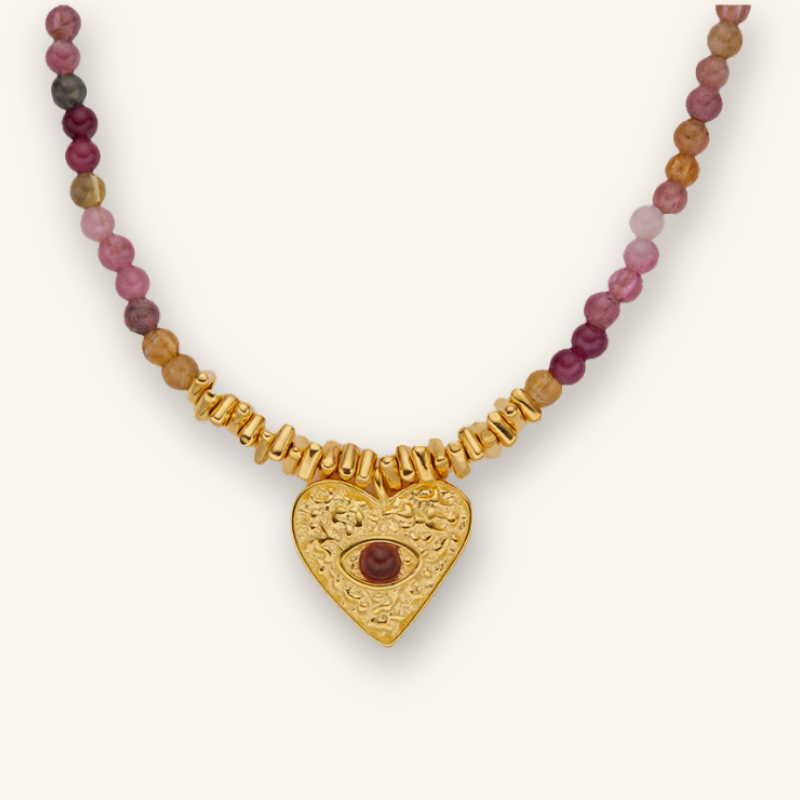Heart-Shaped Tourmaline Necklace - Unique Gemstone Jewelry
