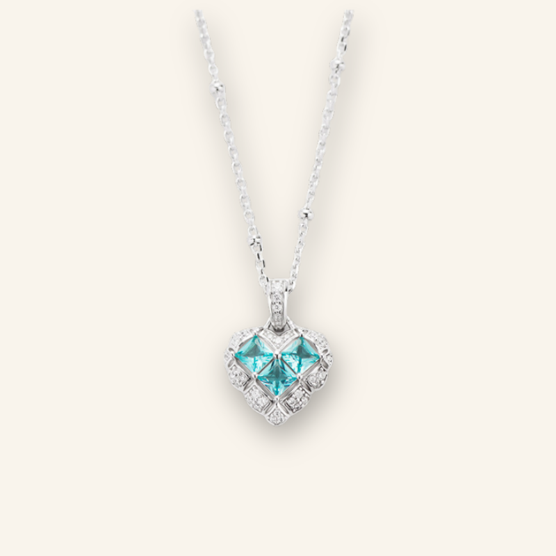 Exquisite Blue Paraiba Heart Pendant – Elegant Gemstone Necklace