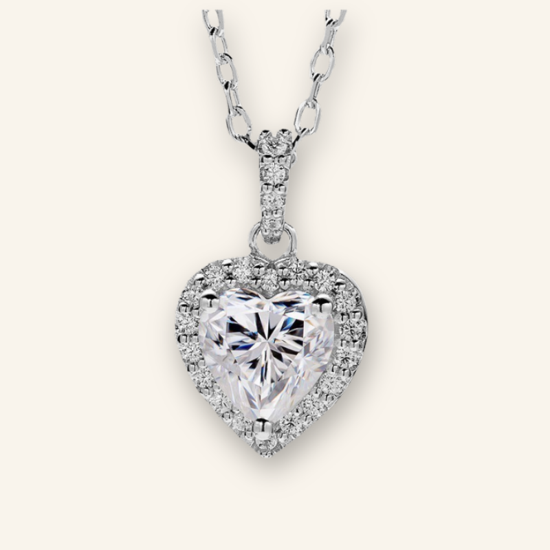 Elegant Heart-Shaped Moissanite Pendant in Sterling Silver