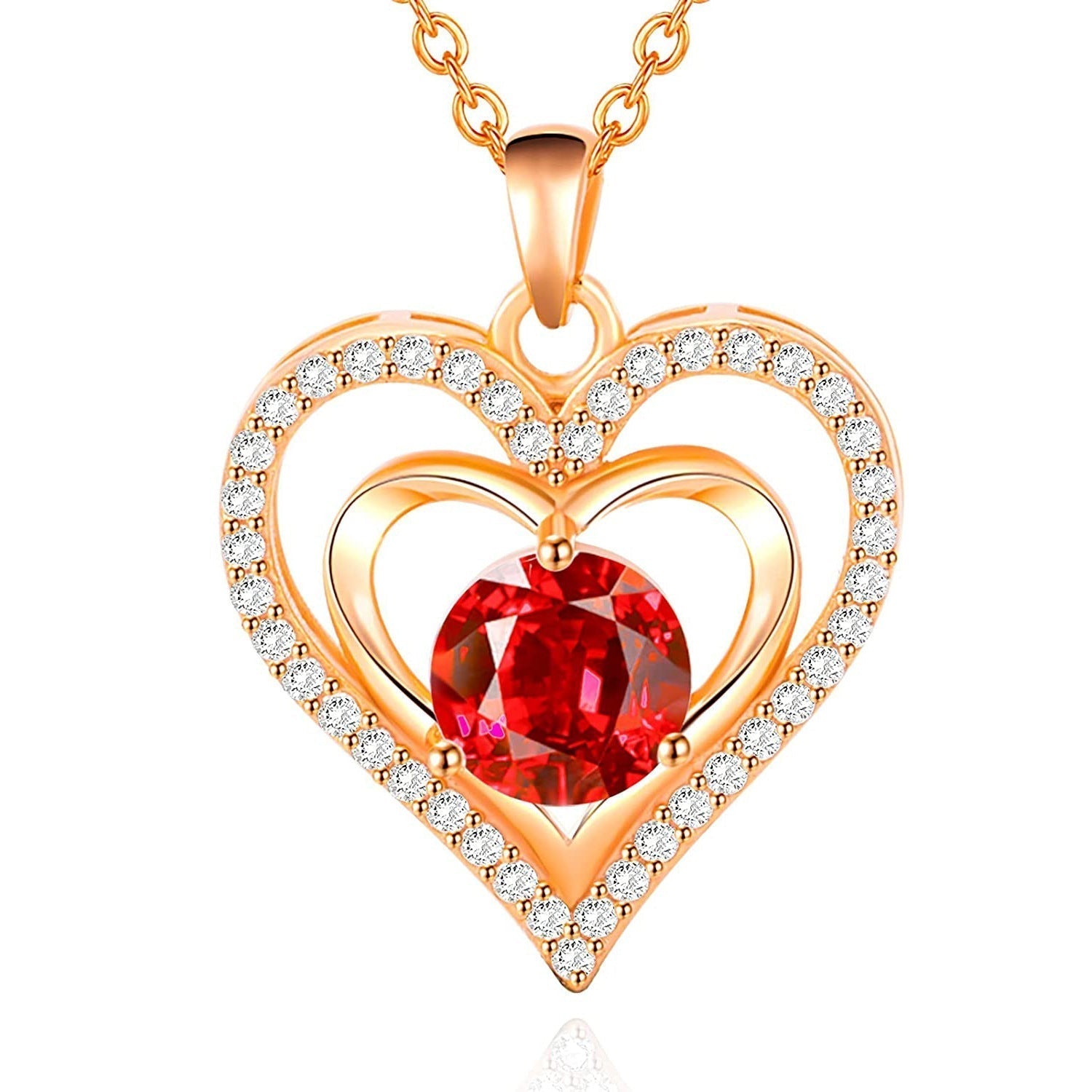 Timeless Heart-Shaped Diamond Accent Necklace – Elegant Gift