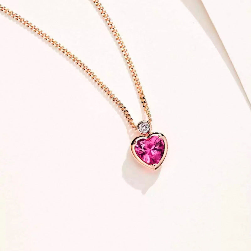 Red Corundum Heart Necklace - Exquisite Elegance for Every Occasion